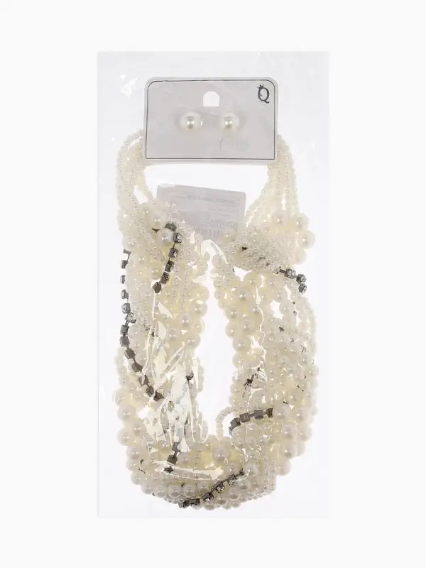 Набор 2 предмета: серьги, бусы &laquo;Жемчужный со стразами&raquo;, белый, 40 см