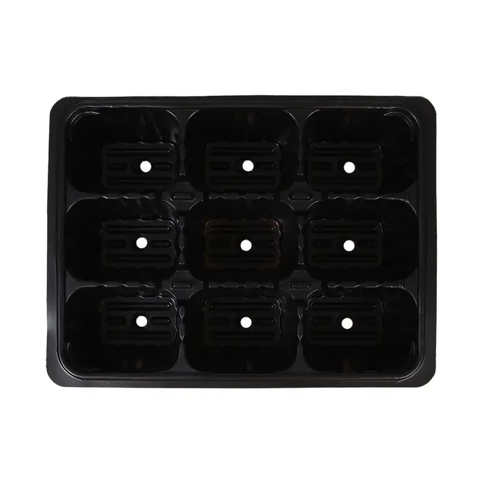 Кассета для рассады, 9 ячеек по 80 мл, пластик, чёрная, 18&times;13&times;6 см, Greengo