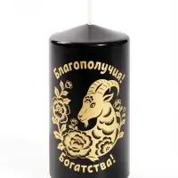 Свеча новогодняя столбик &laquo;Благополучия, богатства!&raquo; 5&times;5&times;10 см, чёрный с золотом