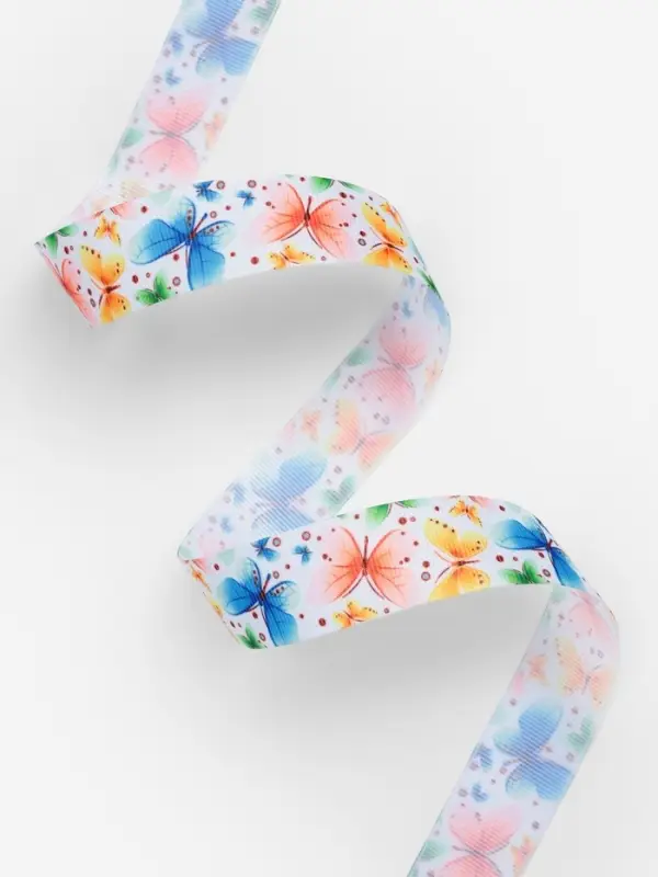 Лента репсовая &laquo;Бабочки&raquo;, 25 мм, 18&plusmn;1 м, разноцветная