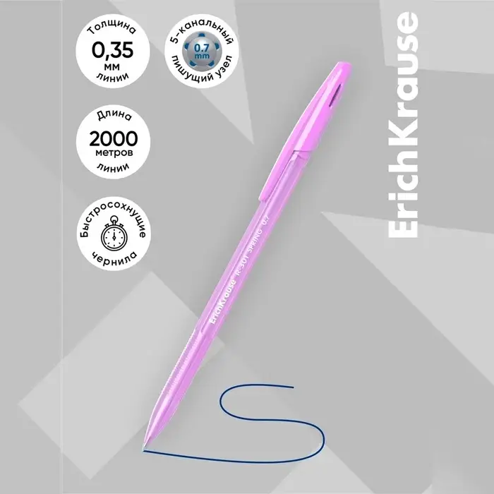 Набор ручек шариковых 4 штуки R-301 Spring, узел 0.7 мм, чернила синие, длина линии письма 1000 метров, европодвес