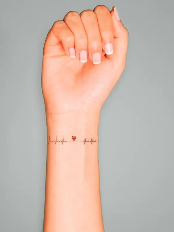 Переводная тату на тело чёрно-красная «Браслет. Сердцебиение», 20×3 см