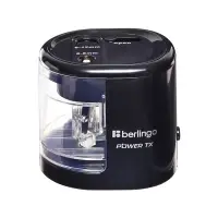 Точилка электрическая Berlingo Power TX, 2 отверстия, с контейнером, чёрная