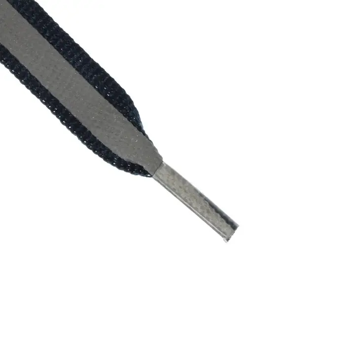 Шнурки для обуви, пара, плоские, со светоотражающей полосой, 10 мм, 70 см, тёмно-синие