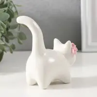 Фигурка керамика &laquo;Котик белый пухлый с розовыми цветочками&raquo;, 7.8&times;5&times;10 см