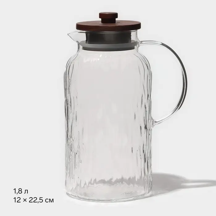 Кувшин для воды &laquo;Агат&raquo;, 1.8 л, 12&times;22.5 см, стекло, прозрачный
