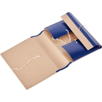 Папка архивная крафт/бумвинил  8см 4 завязки, син