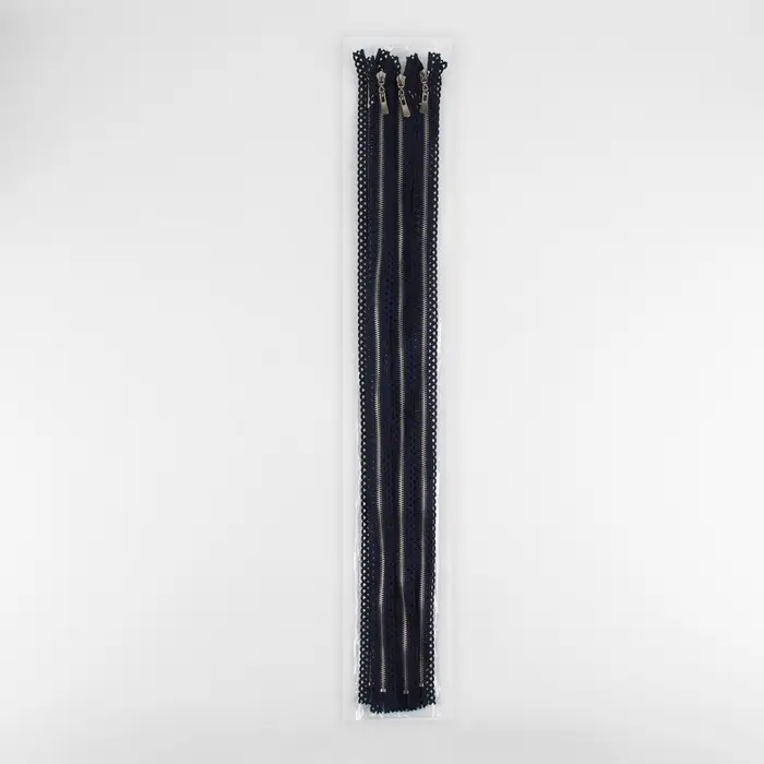 Молния металлическая, №3, неразъёмная, замок автомат, 60 см, тёмно-синяя