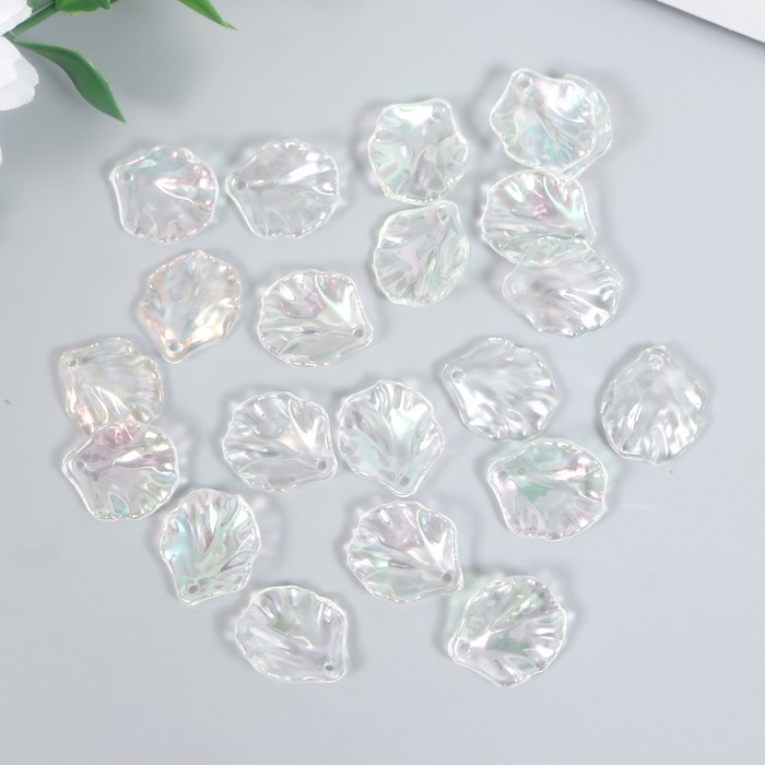 Бусины для творчества пластик Бусины для творчества пластик "Лепесток" набор 20 шт прозрачный перламутр 1,7х1,5 см