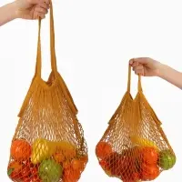 Набор 2 шт.: сумка-авоська плетёная, клетка 1.5 см, рыжая