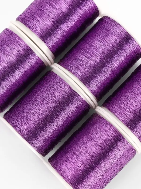 Нитки металлизированные, 91&plusmn;1 м, набор 6 шт., фиолетовые