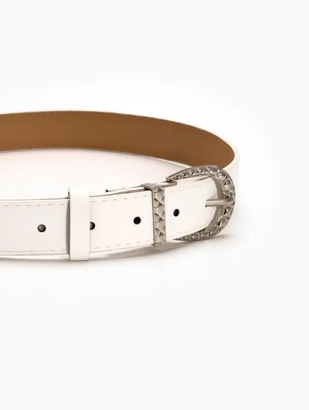 Ремень женский &laquo;Кэлли&raquo;, 110&times;3 см, пряжка металл, серебристая, белый
