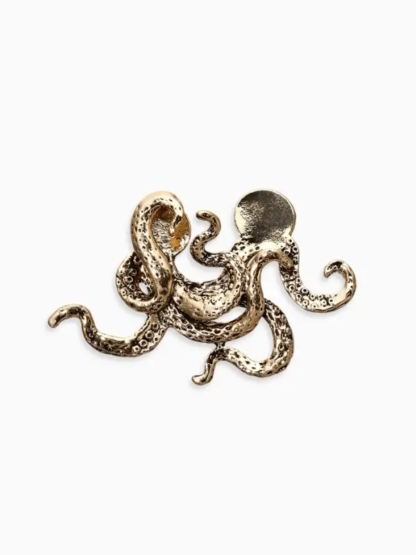 Брошь для кармана Брошь для кармана "Осьминог", цвет чернёное золото