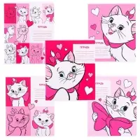 Тетрадь в крупную клетку 12 листов, 1 сентября, 5 видов МИКС, обложка мелованный картон, Коты Аристократы