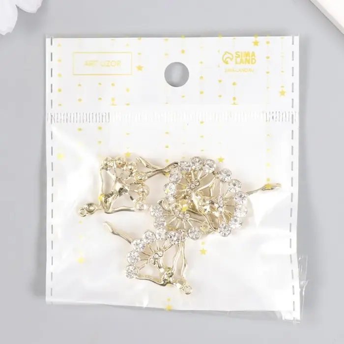 Декор для творчества металл, стразы  Декор для творчества металл, стразы "Балерина" золото 3,4х2,2 см