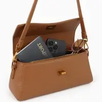 Сумка женская мессенджер TEXTURA на клапане, 26&times;9&times;12 см, коричневая