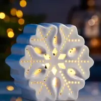 Светодиодная фигура &laquo;Снежинка большая&raquo;, 11&times;5&times;11 см, 1 LED, керамика, от батареек LR44&times;3, тёплый белый свет