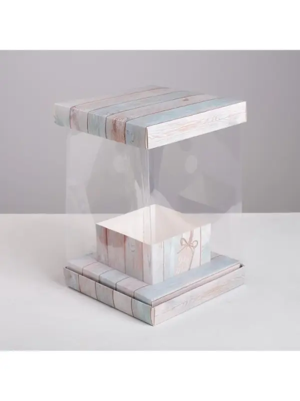 Коробка подарочная для цветов с вазой и PVC окнами складная, упаковка, «Счастье», 16 х 23 х 16 см