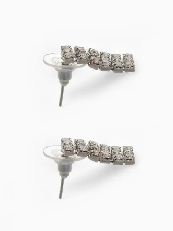 Набор 2 предмета: серьги, чокер &laquo;Лёд&raquo;, три ряда, белый в серебре, 30 см