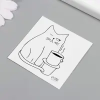 Переводная тату на тело чёрная «Котокофе», 6×6 см