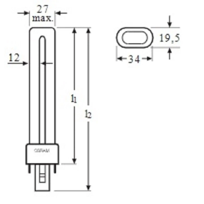 Лампа люминесцентная DULUX S 11Вт/41-827 цоколь G23 123344