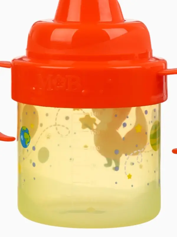 Поильник детский M&B &laquo;Лисята. Мамы и малыши&raquo; с твёрдым носиком, от 9 мес., 140 мл., с ручками, оранжевый
