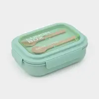Ланч-бокс , 3 отделения, вилка и ложка, размер 22х16х6,5 см, цвет ментоловый