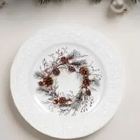 Тарелка новогодняя WY Magical Winter, d=20 см, фарфор, без упаковки