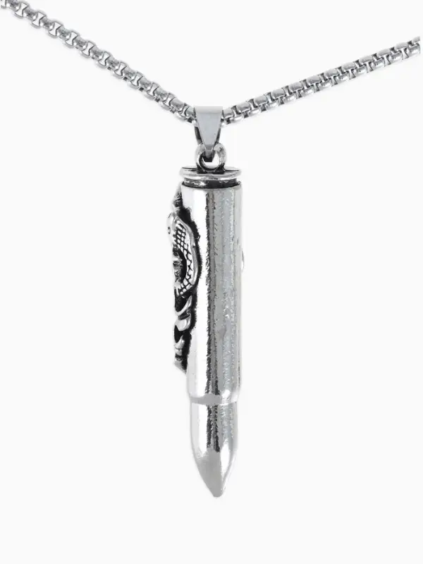 Кулон унисекс &laquo;Пуля&raquo;, резной рисунок, цвет чернёное серебро, 60 см