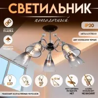 Светильник потолочный BayerLux &laquo;Марианна&raquo;, люстра 5хЕ27, 40 Вт, чёрный, 69&times;69&times;32.5 см