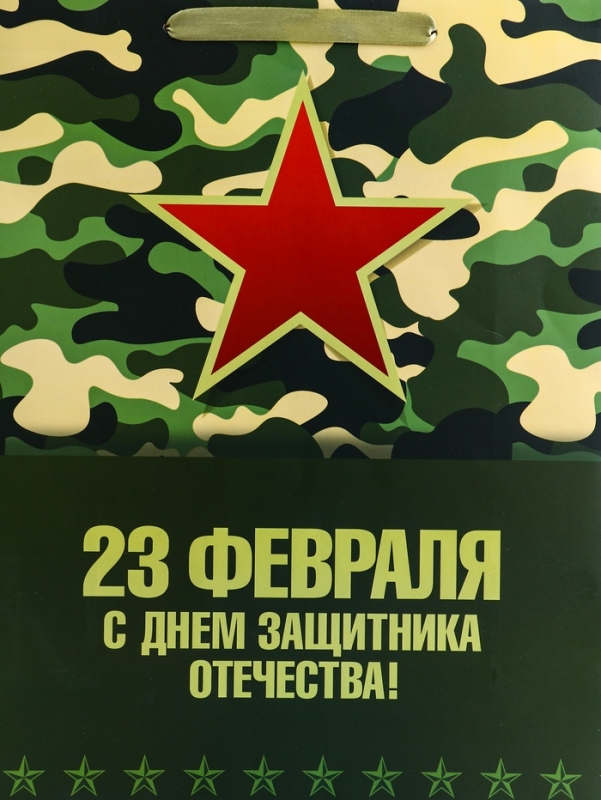 Пакет подарочный вертикальный «С Днём защитника Отечества! », L 31 × 40 × 12 см