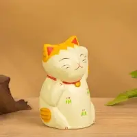 Сувенир «Кошка Неко», 6×6×11 см, дерево, оранжевый