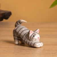 Сувенир «Потягивающийся Кот», 2.5×6×5 см, дерево, серый