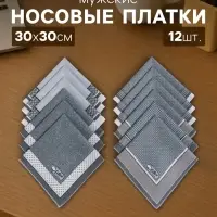 Платки носовые мужские &laquo;Этель. Анджело&raquo;, 30&times;30 см, набор 12 шт., хлопок 100%, рисунок МИКС, серые