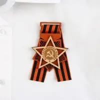 Значок деревянный с георгиевской лентой на День Победы «Отечественная война», 6,1 х 8,2 см