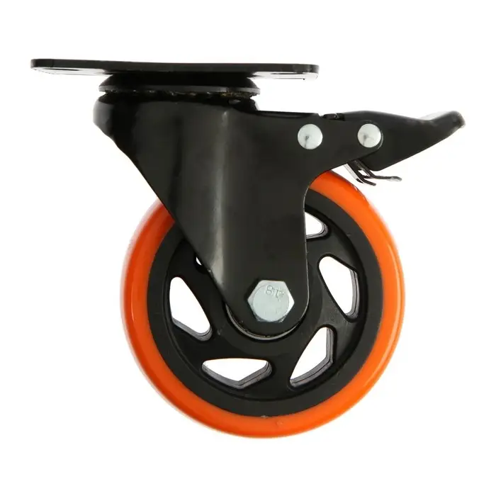 Колесо мебельное CAPPIO, d=100 мм, поворотное, со стопором, покрытие PVC