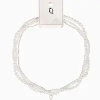 Бусы 2 яруса &laquo;Рошель&raquo;, подвеска капля на цепочке, шар №12, L=42 см, белые в серебре