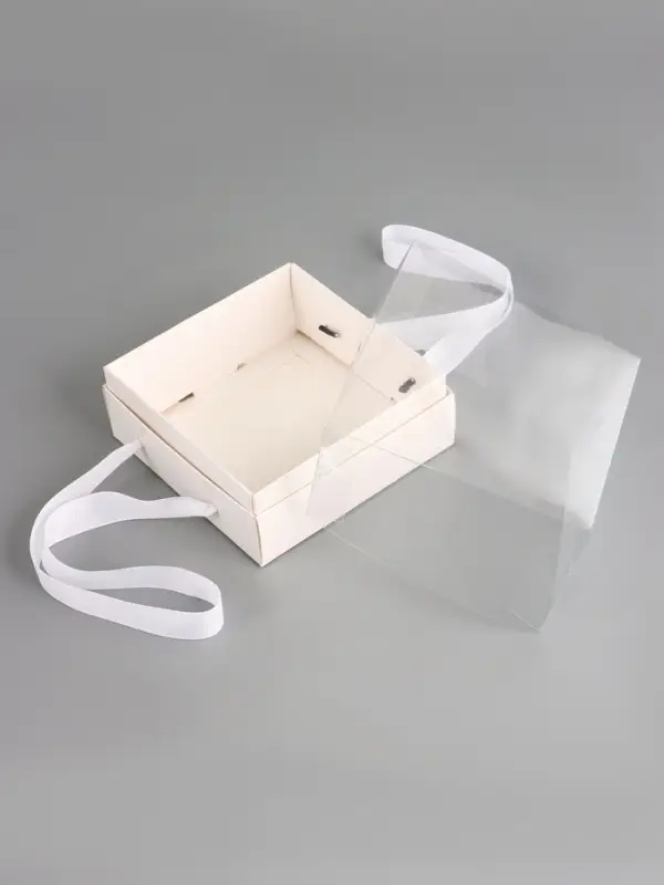 Коробка под бенто-торт, с прозрачной крышкой, белый, 14&times;14&times;8 см
