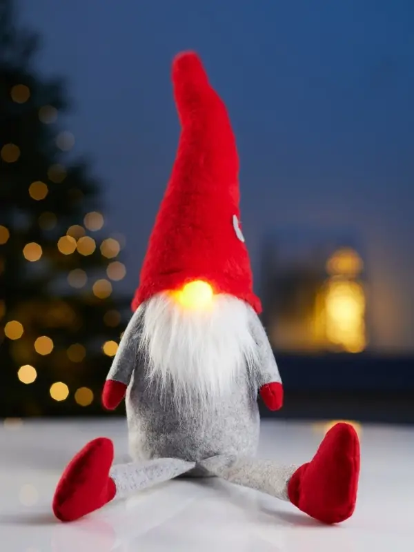 Светодиодная фигура &laquo;Гномик в красной шапке&raquo; 60 см, текстиль, 1 LED, от батареек LR1130&times;3, свечение тёплое белое