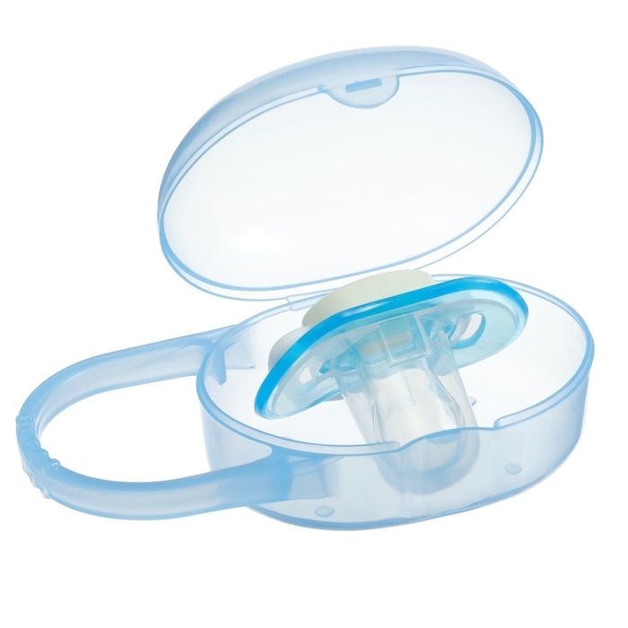 Соска - пустышка силиконовая ортодонтическая, от 3 мес., с колпачком, в контейнере, цвет голубой Соска - пустышка силиконовая ортодонтическая, от 3 мес., с колпачком, в контейнере, цвет голубой