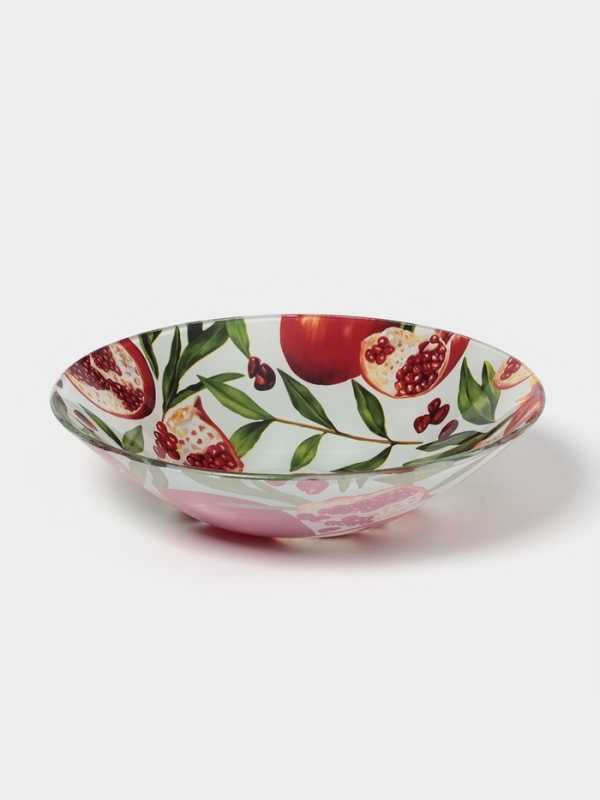 Столовый сервиз Доляна «Гранат», 19 предметов: салатник 1 шт, тарелка десертная 6 шт, тарелка обеденная 6 шт, тарелка суповая 6 шт, стекло, рисунок