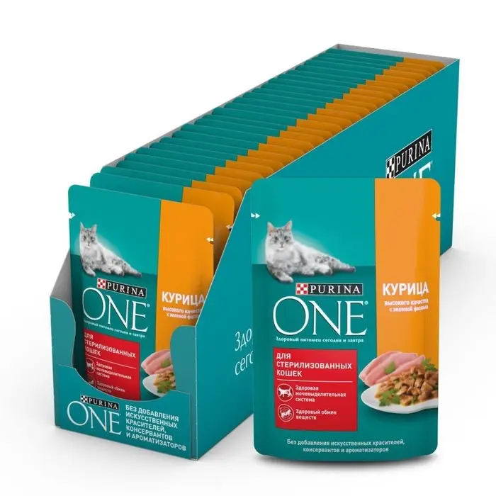 Влажный корм Purinа One для стерилизованных кошек, курица/фасоль, 75 г Влажный корм Purinа One для стерилизованных кошек, курица/фасоль, 75 г