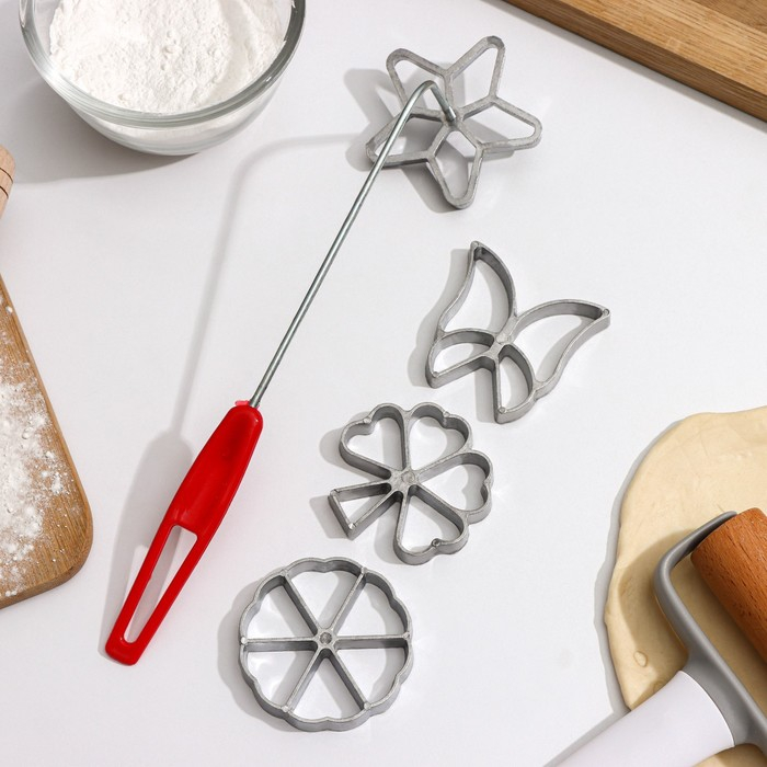 Набор форм для хвороста Доляна, 4 шт, d=7 см, цвет серебристый Набор форм для хвороста Доляна, 4 шт, d=7 см, цвет серебристый