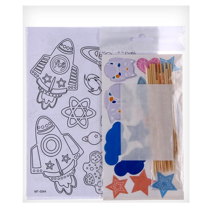 Набор для творчества: изготовление топперов, раскраска-наклейки «Космос» Набор для творчества: изготовление топперов, раскраска-наклейки «Космос»