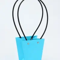 Сумка для цветов тиснение голубой влагостойкая, 12&times;12 - 8&times;8 - 12.5 см