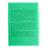 Папка-уголок, А4, 150 мкм, Calligrata, 3 отделения, прозрачная, зелёная