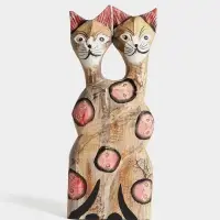 Сувенир интерьерный &laquo;Сиамские кошечки&raquo;,12&times;3&times;30 см, дерево, цв. красный