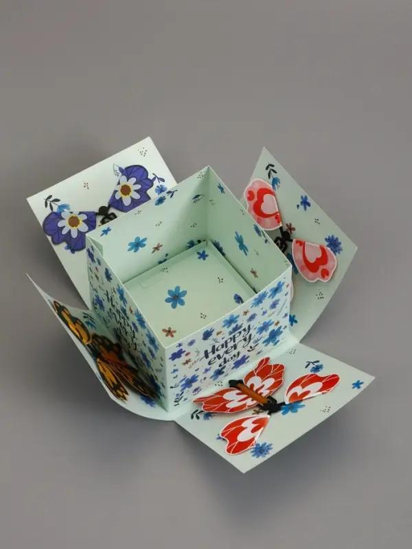 Коробка подарочная "Бабочки, Счастья" 14,5 х 14,5 х 12,7 см