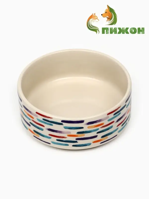 Миска &laquo;Акриловые полоски&raquo;, 180 мл, 10.5&times;10.5&times;4 см, керамика, бежевая