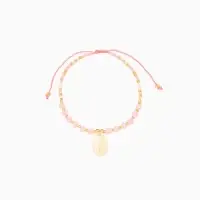 Браслет "Лила" длина 16 см, цв. розовый, золотистый Браслет "Лила" длина 16 см, цв. розовый, золотистый